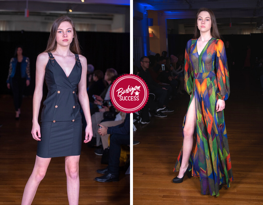 Collage Of Two Poses Of Gracen Vaughn On The Runway At NYFW 2020