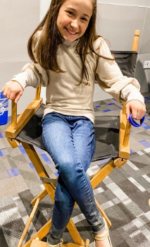 Jeanne Sitting In A Talent Chair On Shoot