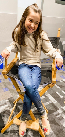 Jeanne Sitting In A Talent Chair On Shoot