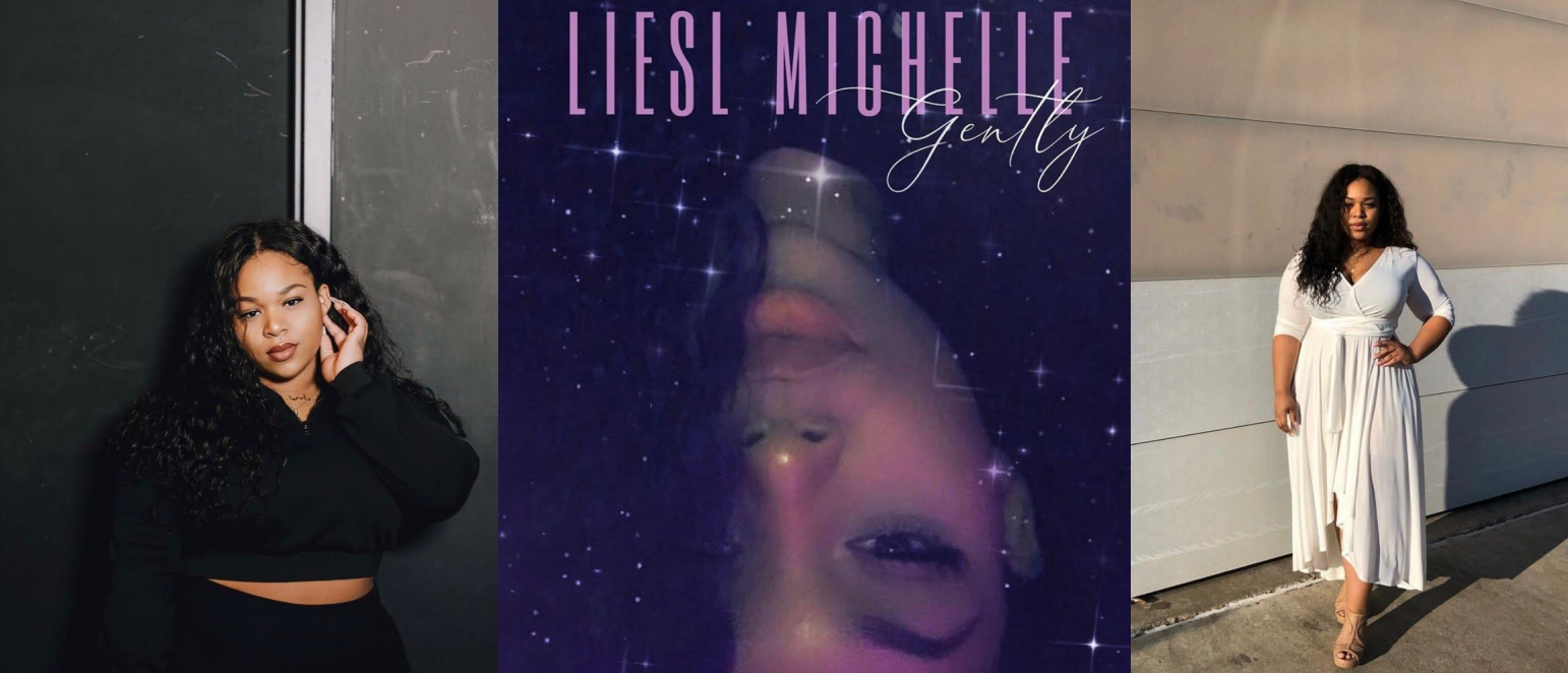 Collage of Liesl Matter including two body shots and a photo of her face on her album cover