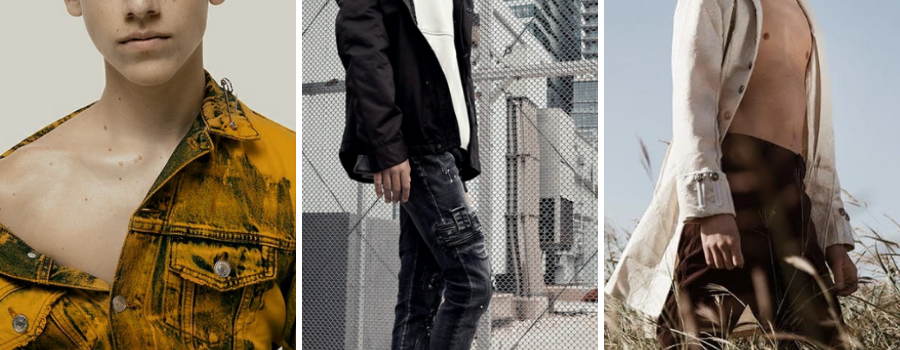 Collage Of Dawson Including Head Shot & Two Outside Standing Modeling Poses