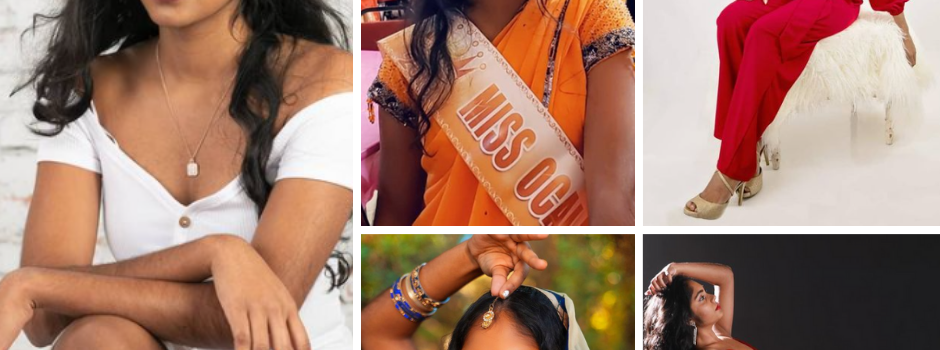Collage Of Sayjal Modeling In Different Poses And Outfits As Well As A Photo Of Her Wearing Her Crown And Miss Ocala Sash