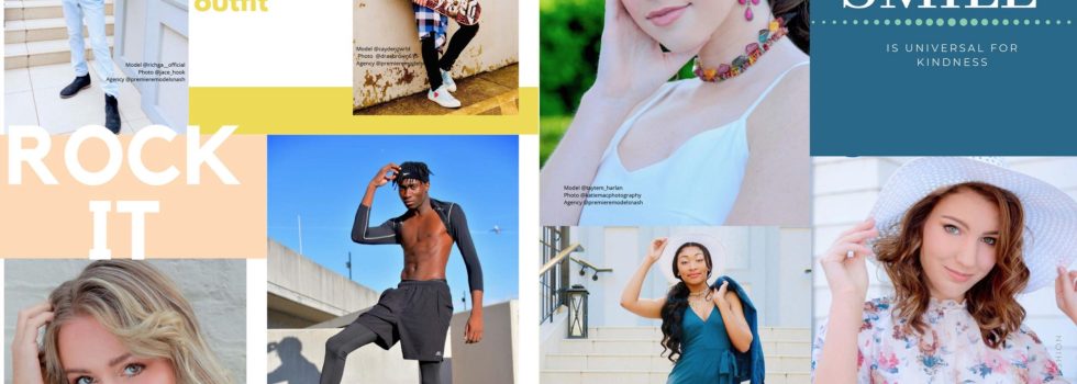 Collage Of Barbizon Alumni Featured In Atlanta Fashion Magazine With Grads In Different Modeling Poses