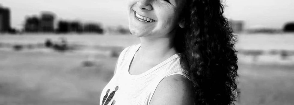 Black And White Head Shot Of Nadia Wescomb Smiling