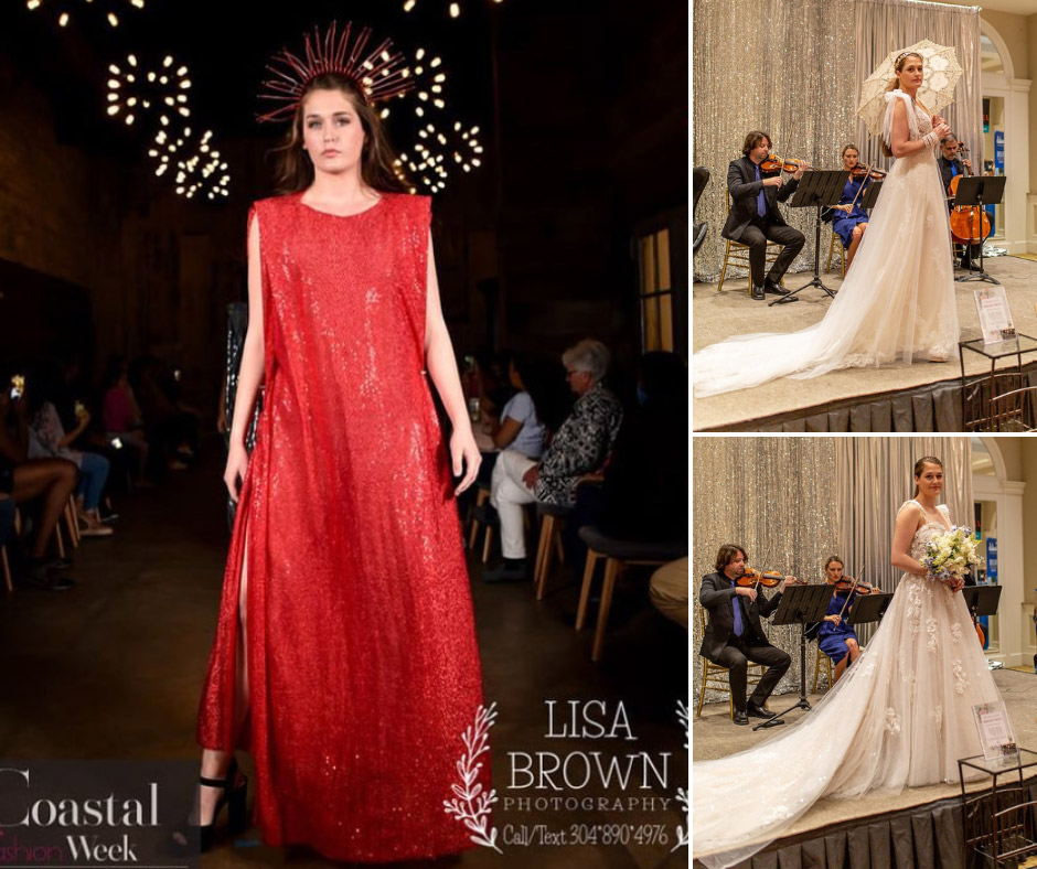 collage of Shannon walking in DC Coastal Fashion Week and modeling in the bridal show