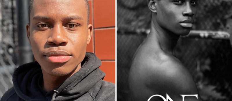 Headshot Of Joseph Flucas Next To A Modeling Shot Of Him For One Management