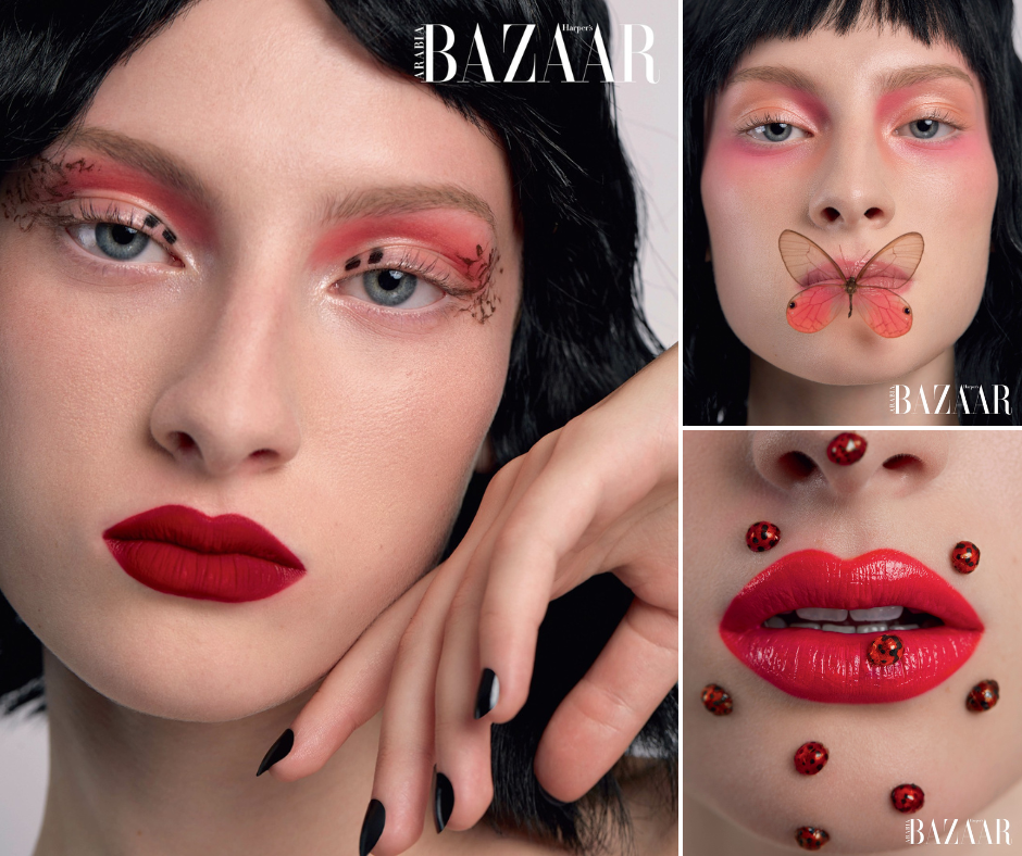 Collage of Dorian as featured in the Harper's Bazaar editorial