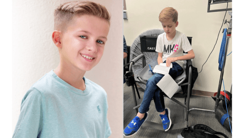 Head Shot Of Bryson And Behind The Scenes Of Bryson On Set Seated In A Cast Member Chair
